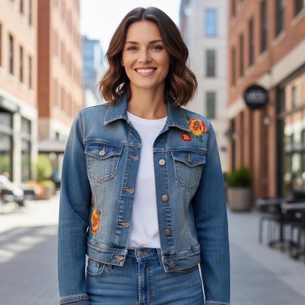 Embroidered Denim Jean Jacket
